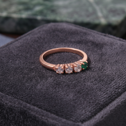 Natural Alexandrite, Rose Quartz, Moonstone & Emerald Gemstone Ring – Elegant Multi-Stone Jewelry