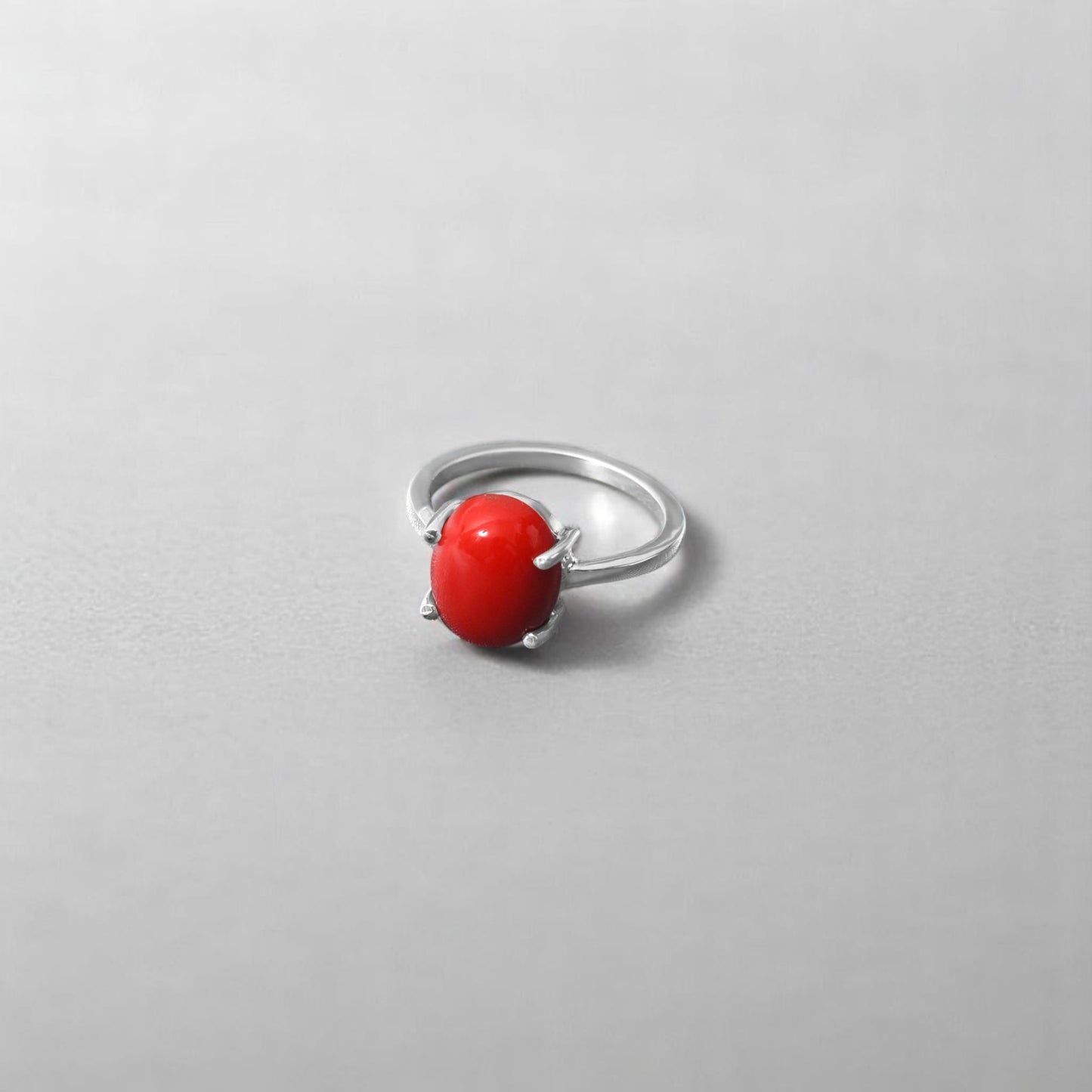 Natural Red Coral Gemstone Ring in 925 Sterling Silver – Bold, Elegant & Protective Jewelry