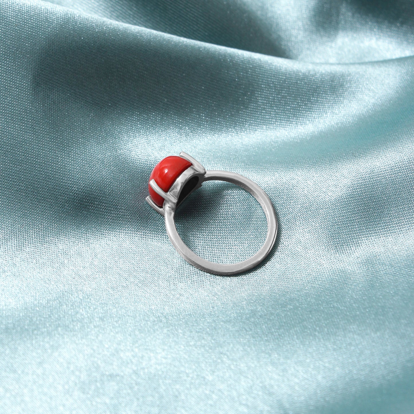 Natural Red Coral Gemstone Ring in 925 Sterling Silver – Bold, Elegant & Protective Jewelry