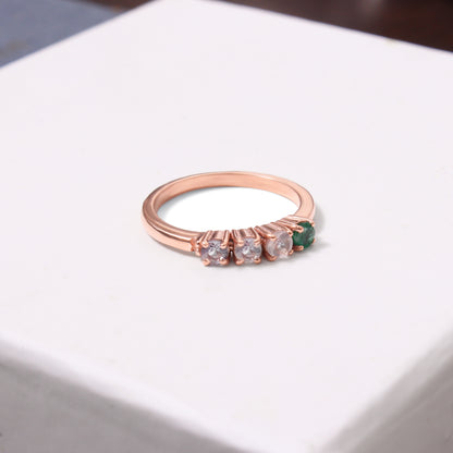 Natural Alexandrite, Rose Quartz, Moonstone & Emerald Gemstone Ring – Elegant Multi-Stone Jewelry
