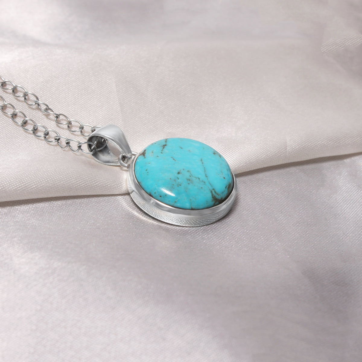 Natural Turquoise Smooth Round Gemstone Pendant – Calming Protection & Positive Energy