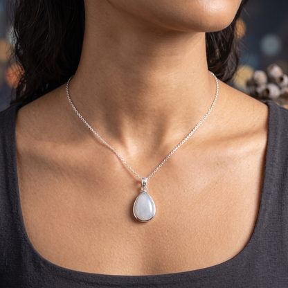 Natural Fire Moonstone Smooth Pear Gemstone Pendant – Elegant Statement Jewelry
