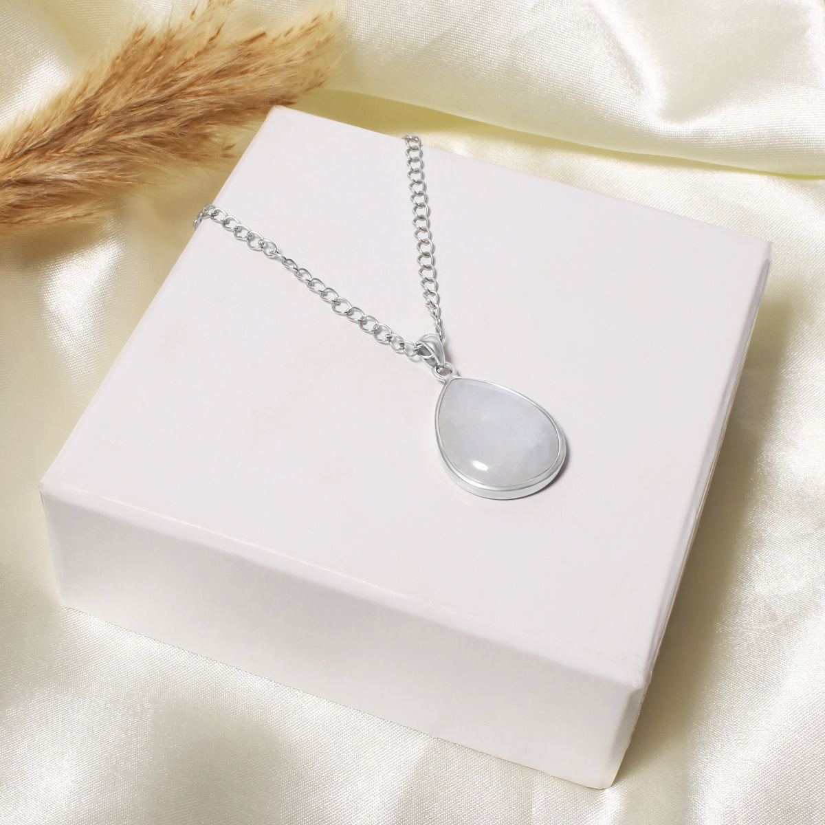 Natural Fire Moonstone Smooth Pear Gemstone Pendant – Elegant Statement Jewelry