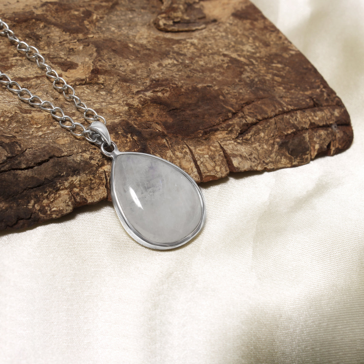 Natural Fire Moonstone Smooth Pear Gemstone Pendant – Elegant Statement Jewelry