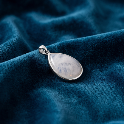 Natural Fire Moonstone Smooth Pear Gemstone Pendant – Elegant Statement Jewelry
