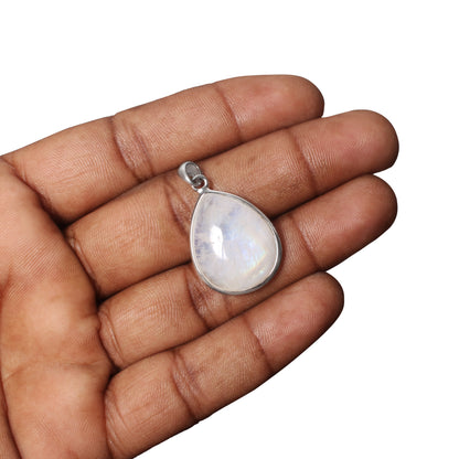 Natural Fire Moonstone Smooth Pear Gemstone Pendant – Elegant Statement Jewelry