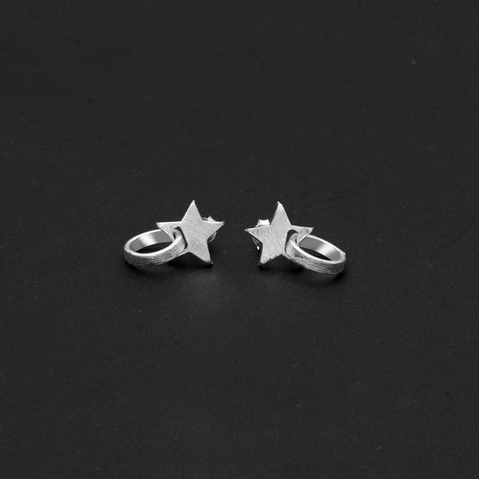 925 Sterling Silver Star and Circle Earrings