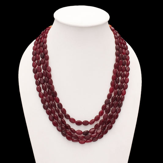 Natural Dark Ruby Quartz Four-Layer Necklace – Passion & Vitality