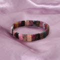 Natural Multi Tourmaline Fancy Shape Rectangle Stretch Bead Bracelet – Colorful Healing Crystal Jewelry