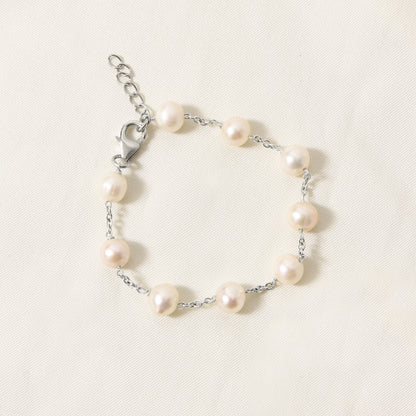Delicate Natural Pearl Chain Bracelet – Elegant Gemstone Jewelry for Graceful Everyday Style