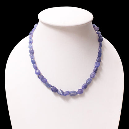 Natural Tanzanite Tumbled Beads Necklace – Raw Gemstone Jewelry for Spiritual Growth & Intuition