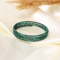 Natural Malachite Faceted Bead Bangle Bracelet – Green Healing Gemstone Stretch Stackable Bracelet for Protection & Prosperity
