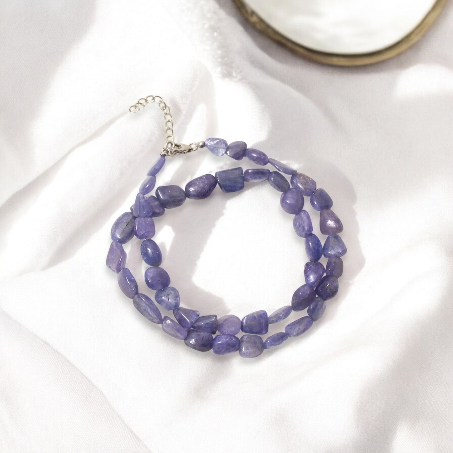 Natural Tanzanite Tumbled Beads Necklace – Raw Gemstone Jewelry for Spiritual Growth & Intuition