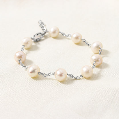 Delicate Natural Pearl Chain Bracelet – Elegant Gemstone Jewelry for Graceful Everyday Style