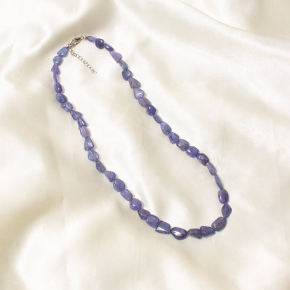 Natural Tanzanite Tumbled Beads Necklace – Raw Gemstone Jewelry for Spiritual Growth & Intuition