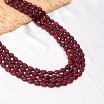 Natural Dark Ruby Quartz Four-Layer Necklace – Passion & Vitality