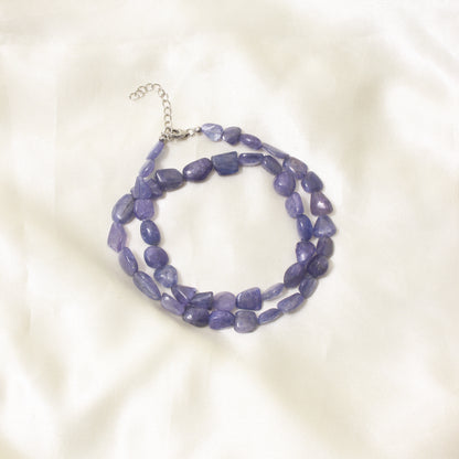 Natural Tanzanite Tumbled Beads Necklace – Raw Gemstone Jewelry for Spiritual Growth & Intuition