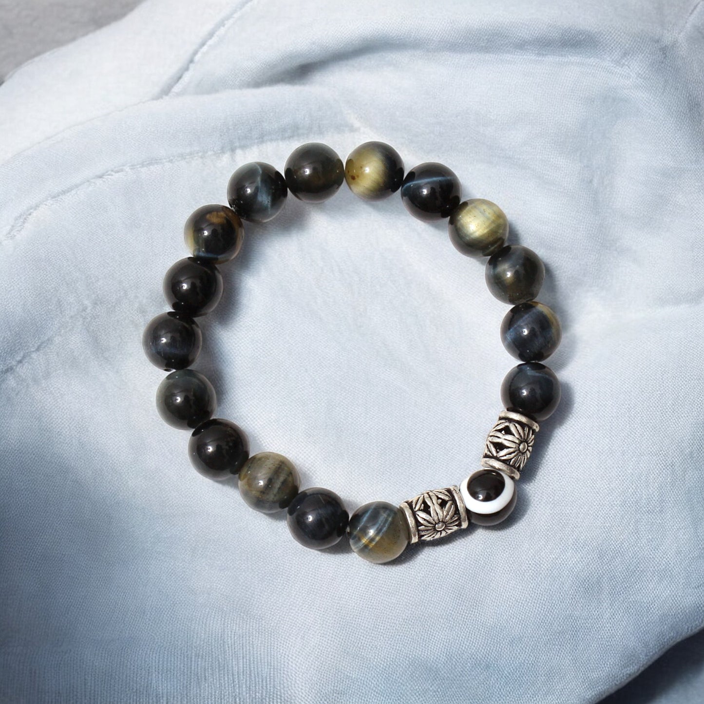 Cat's Eye & Evil Eye Protection Bracelet with Accent Beads – Spiritual Shielding & Style