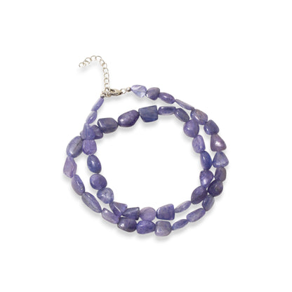 Natural Tanzanite Tumbled Beads Necklace – Raw Gemstone Jewelry for Spiritual Growth & Intuition