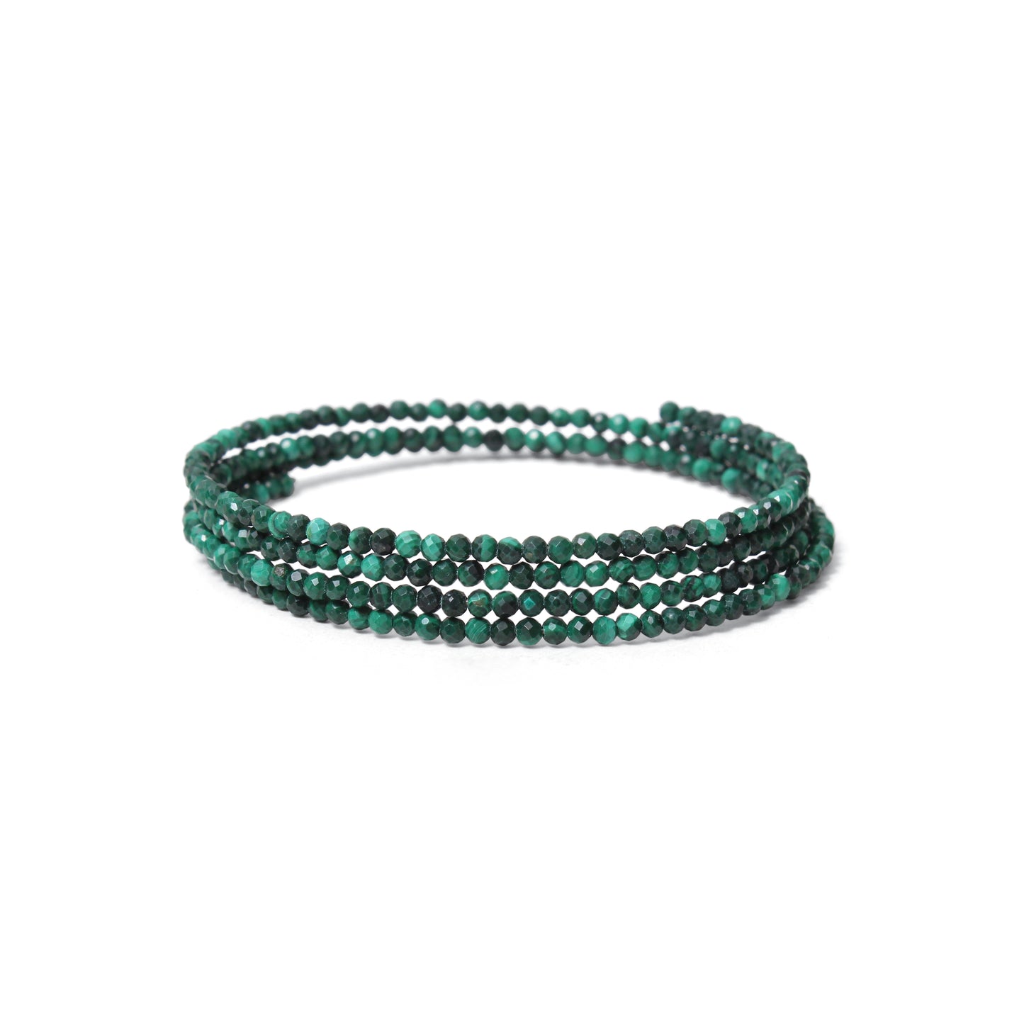 Natural Malachite Faceted Bead Bangle Bracelet – Green Healing Gemstone Stretch Stackable Bracelet for Protection & Prosperity