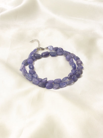 Natural Tanzanite Tumbled Beads Necklace – Raw Gemstone Jewelry for Spiritual Growth & Intuition