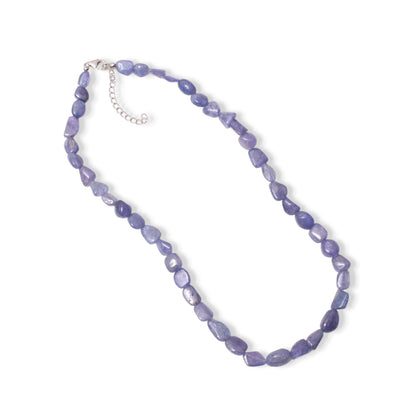 Natural Tanzanite Tumbled Beads Necklace – Raw Gemstone Jewelry for Spiritual Growth & Intuition