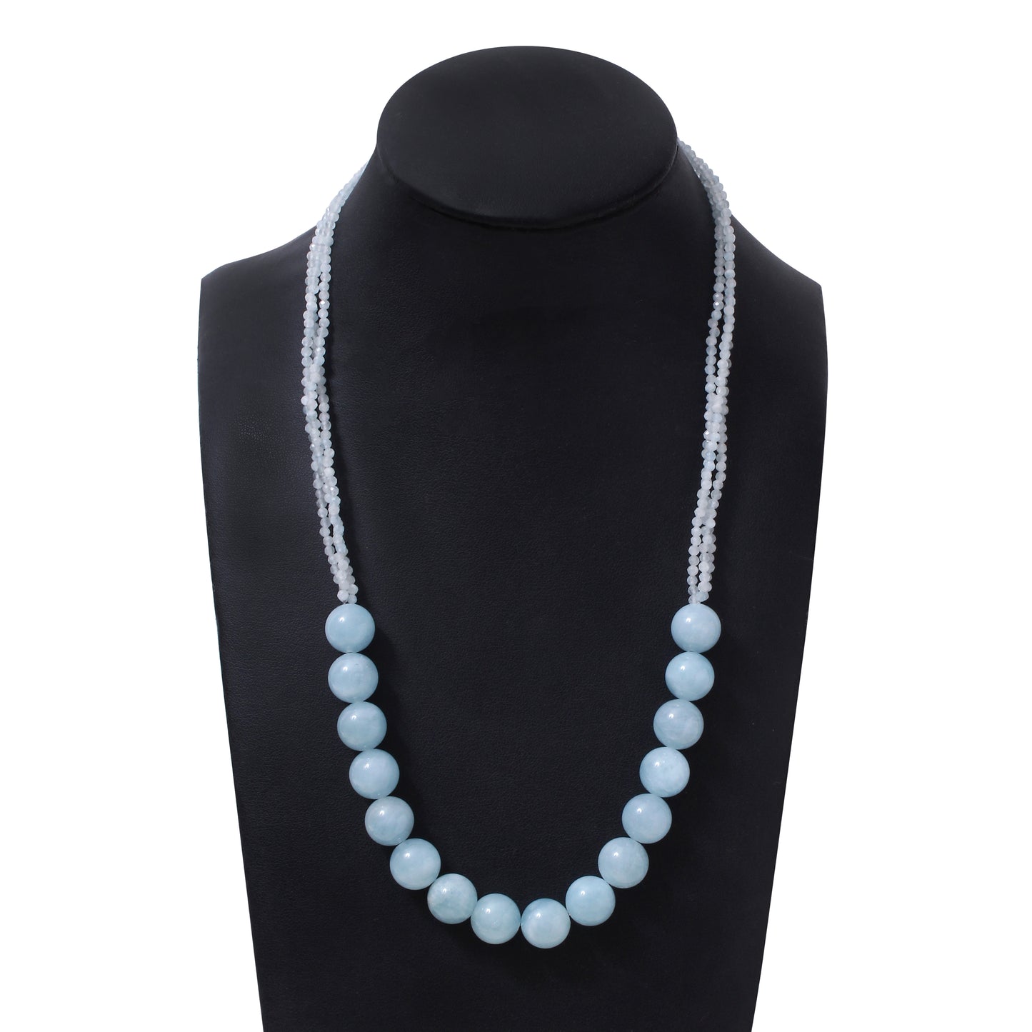 Natural Aquamarine Round Bead Necklace | Elegant Handmade Gemstone Jewelry