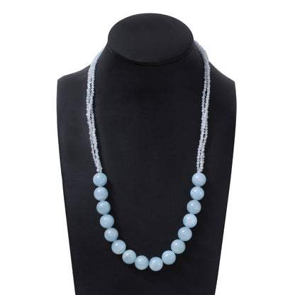 Natural Aquamarine Round Bead Necklace | Elegant Handmade Gemstone Jewelry