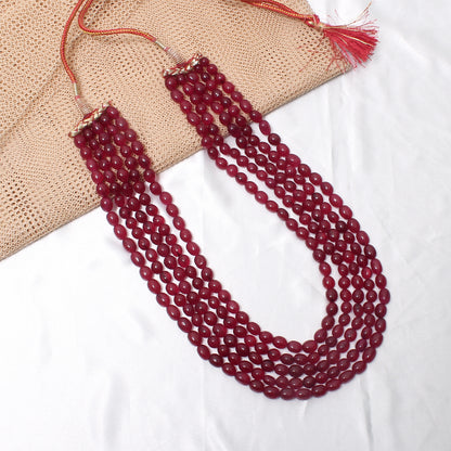 Natural Ruby Quartz Five Layer Necklace