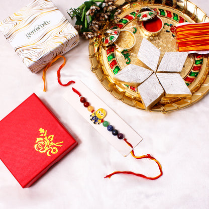 Minion Theme Gemstone Rakhi for Kids – With Amethyst, Aventurine, Yellow Jade & More