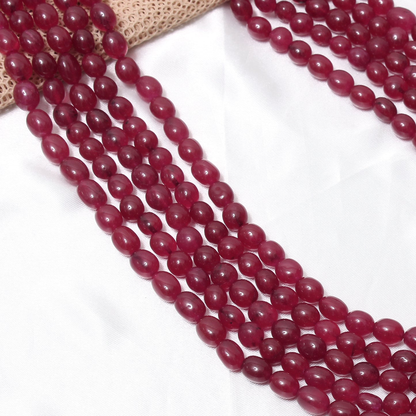 Natural Ruby Quartz Five Layer Necklace