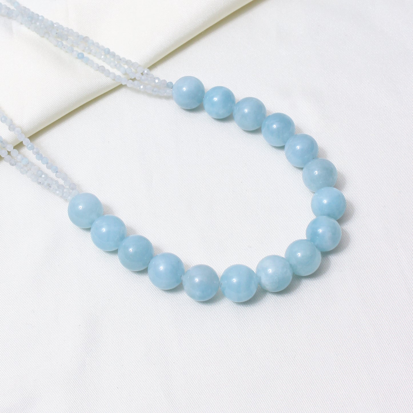 Natural Aquamarine Round Bead Necklace | Elegant Handmade Gemstone Jewelry