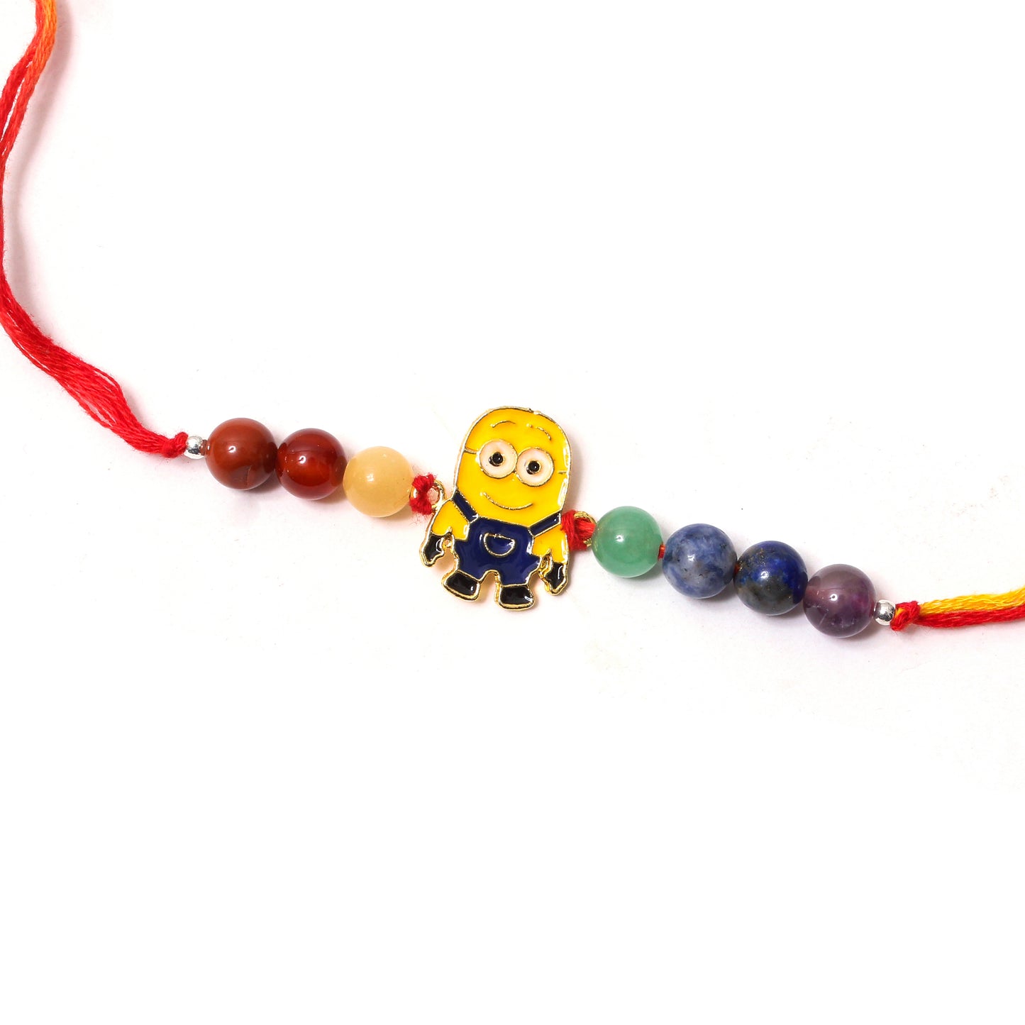 Minion Theme Gemstone Rakhi for Kids – With Amethyst, Aventurine, Yellow Jade & More