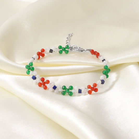 Exclusive Republic Day Tricolor Natural Gemstone Bracelet – Wear Your Pride