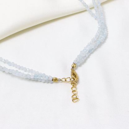 Natural Aquamarine Round Bead Necklace | Elegant Handmade Gemstone Jewelry
