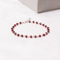 Elegant Ruby Silver Rosary Chain Bracelet – Empower Your Style with Passion & Strength