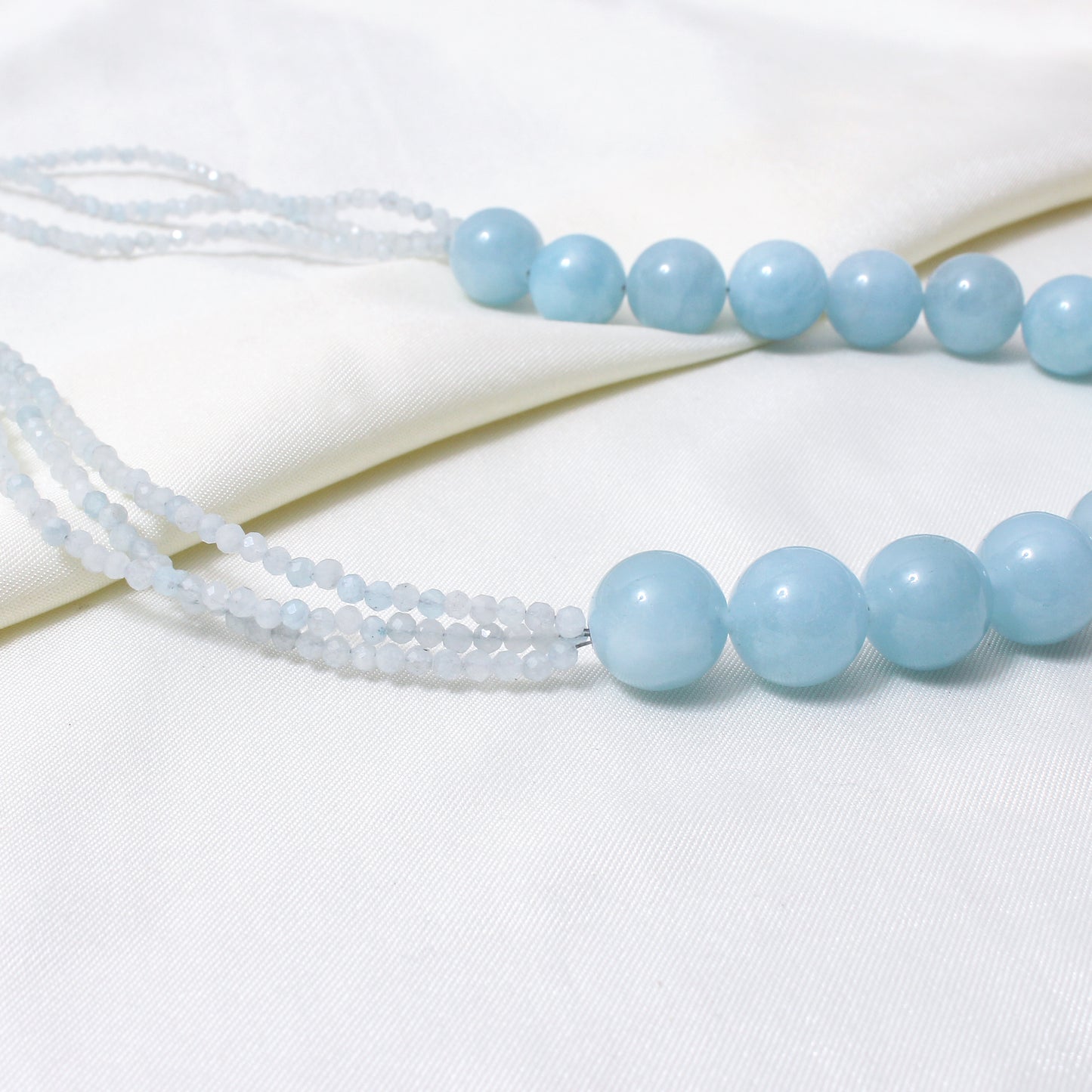 Natural Aquamarine Round Bead Necklace | Elegant Handmade Gemstone Jewelry