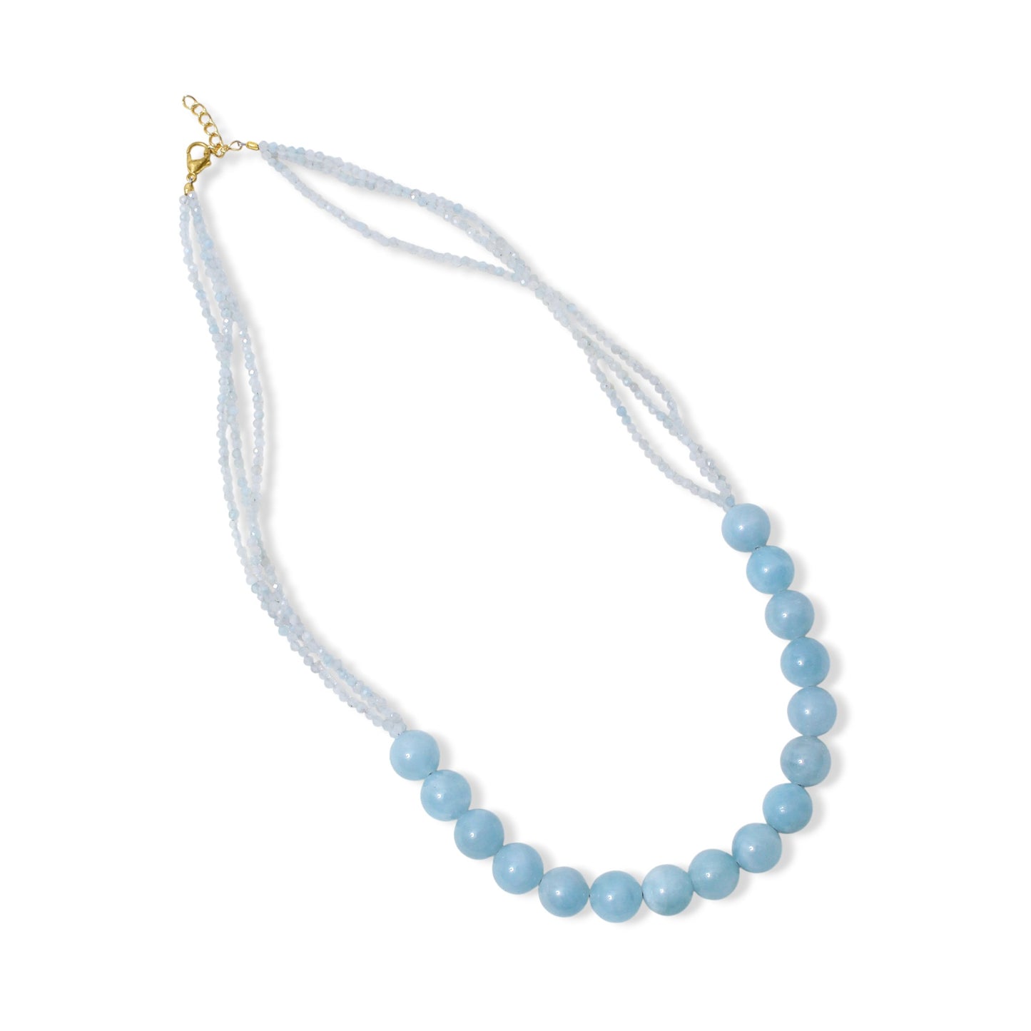 Natural Aquamarine Round Bead Necklace | Elegant Handmade Gemstone Jewelry