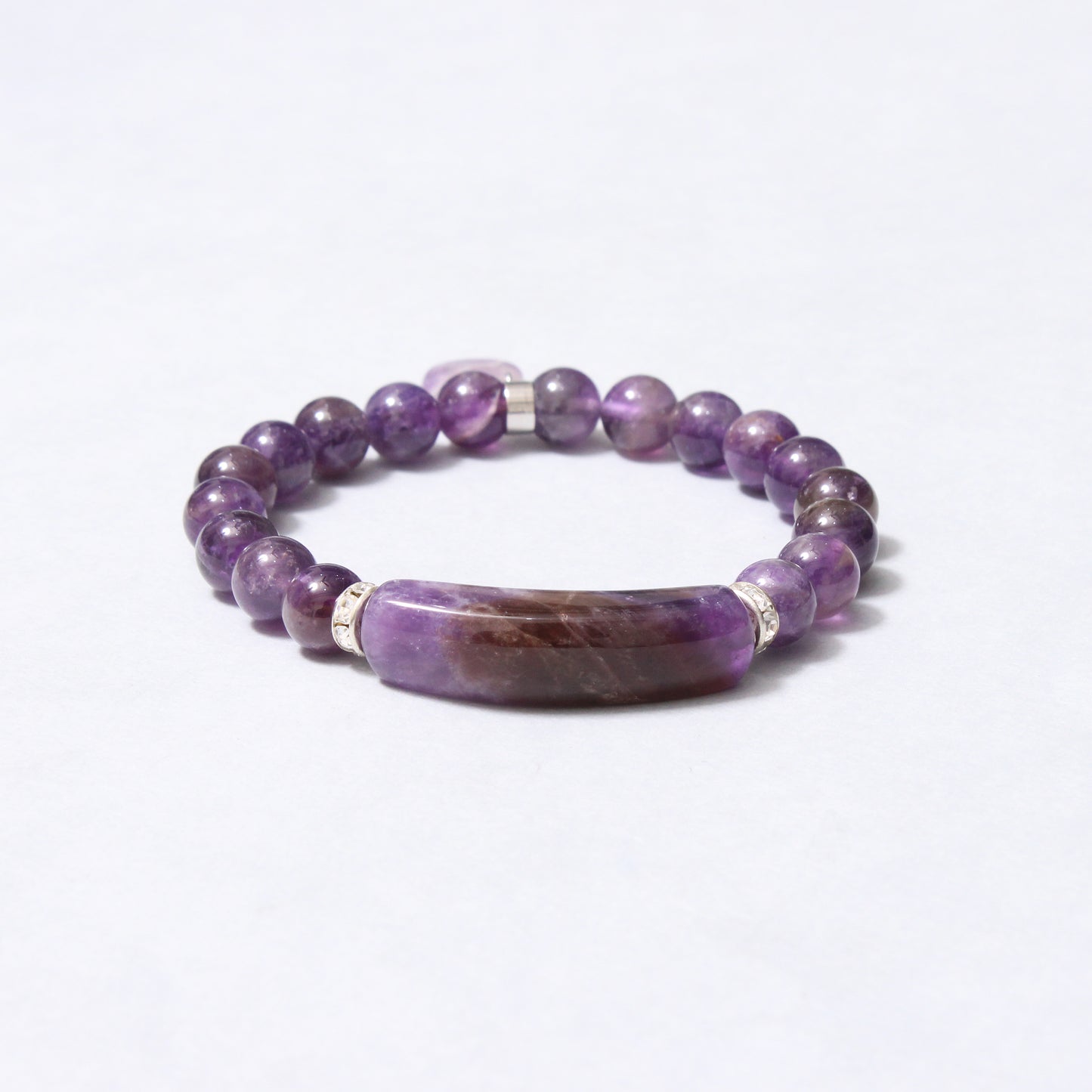 Natural Amethyst Healing Crystal Heart Charm Streachable Bracelet