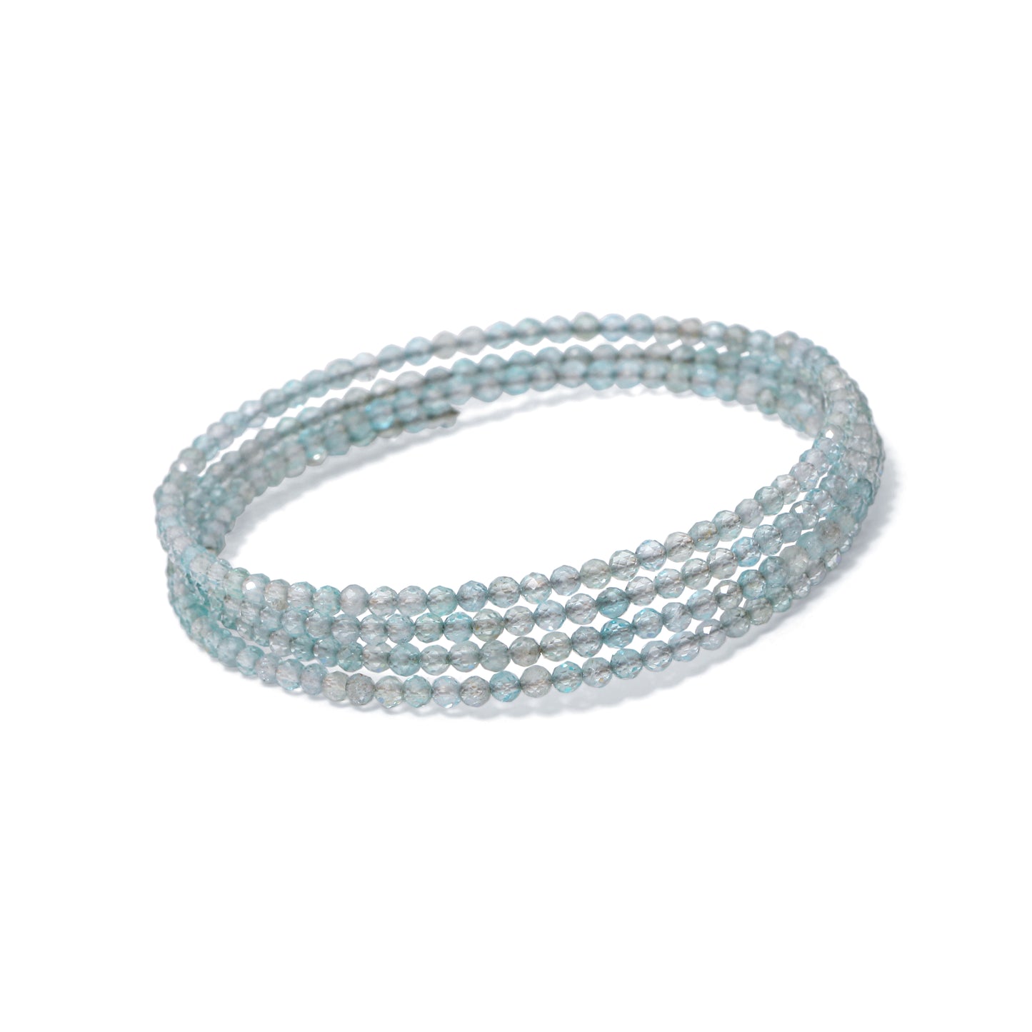 Natural Aquamarine Faceted Bead Bangle – Light Blue Healing Gemstone Stretch Bracelet for Calmness, Clarity & Positive Energy