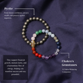 7 Chakras + Pyrite Healing Stretchable Gemstone Bracelet – Confidence, Wealth & Protection