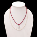 "Pearl & Ruby Pendant: Timeless Elegance, Layered Necklace