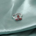 Natural Pink Tourmaline Gemstone Ring – Elegant Trio Design in Sterling Silver
