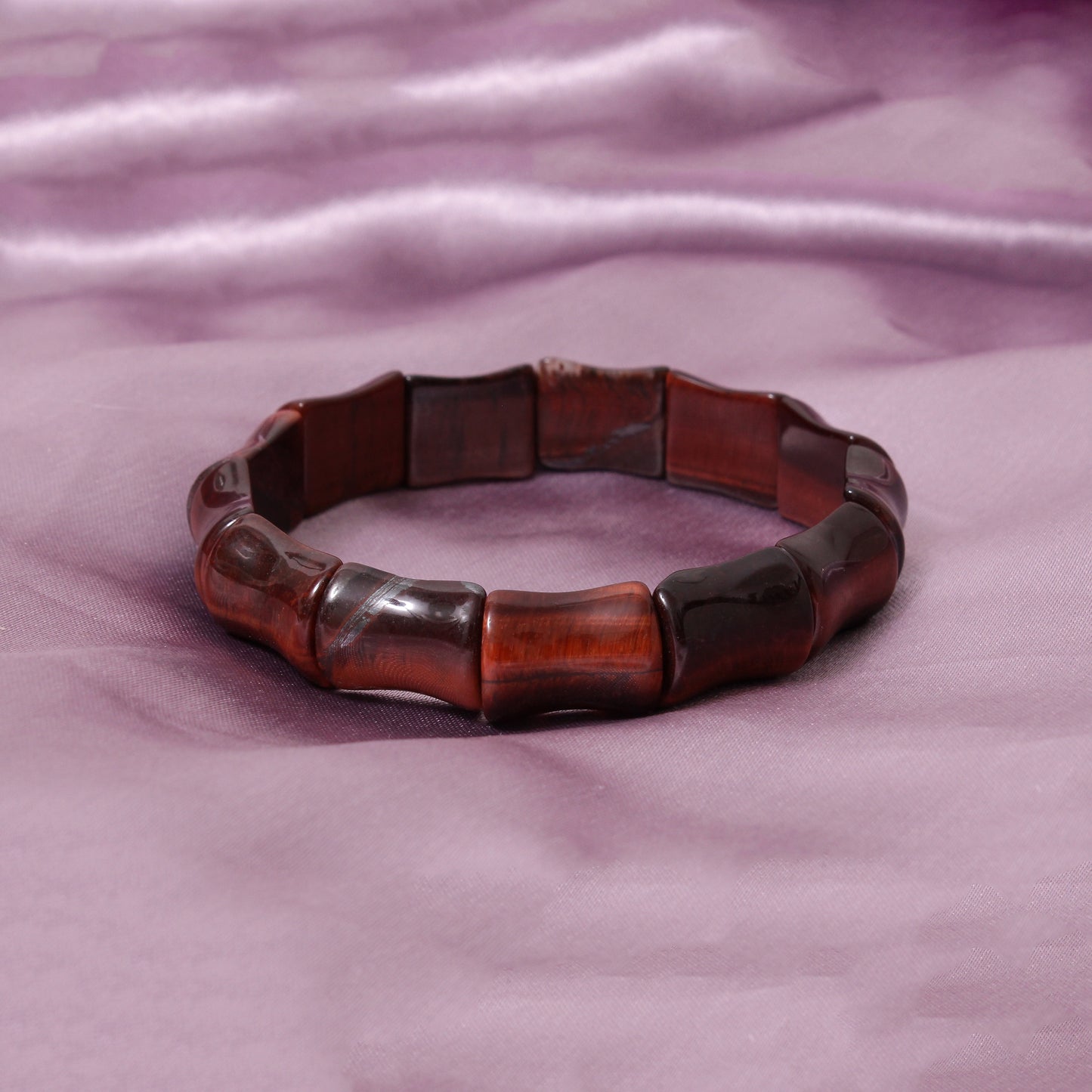 Natural Red Tiger Eye Fancy Shape Stretch Bracelet | Handmade Red Tiger Eye Gemstone Beaded Bracelet