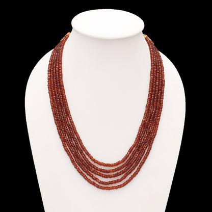 Natural Hessonite (Gomed) Five-Layer Sarafa/Necklace – Clarity & Confidence