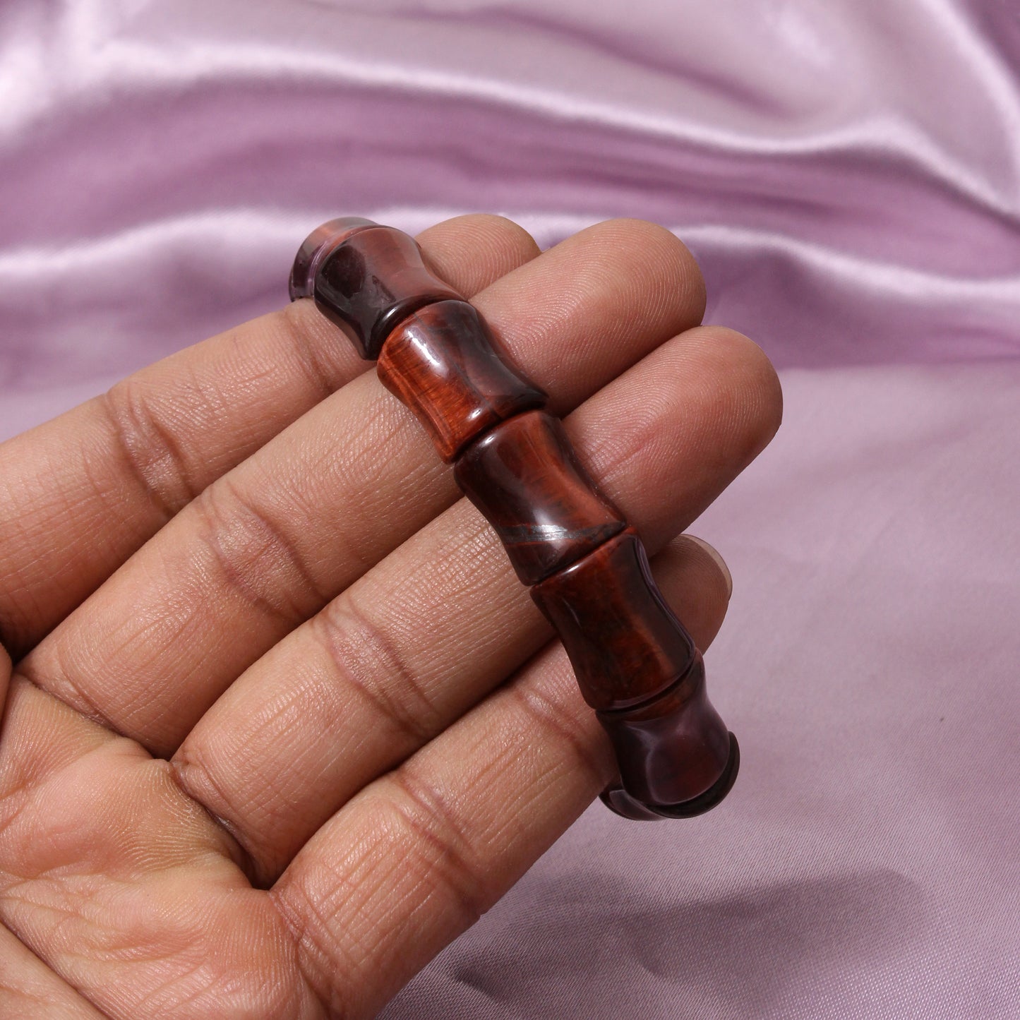 Natural Red Tiger Eye Fancy Shape Stretch Bead Bracelet – Handmade Protection & Confidence Crystal Jewelry