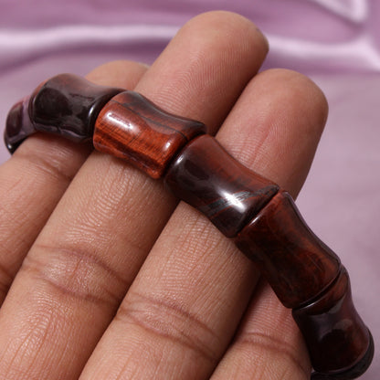 Natural Red Tiger Eye Fancy Shape Stretch Bead Bracelet – Handmade Protection & Confidence Crystal Jewelry