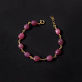 Elegant Natural Ruby Beaded Gemstone Bracelet – Gold Plated Wire Wrapped Jewelry
