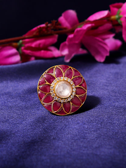 "Regal Radiance: Gemstone Adjustable Ring in Sterling Silver"