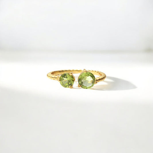 Elegant Natural Peridot Gemstone Open Ring – Handmade Ring – August Birthstone Jewelry for Women